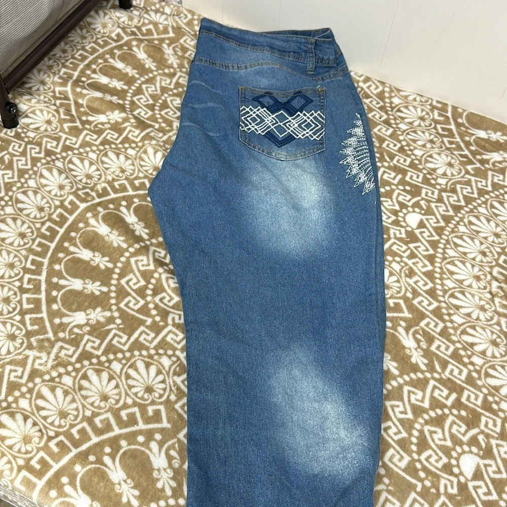 Unbranded Jeans With Embroidery Sz xl Measurements in photos - Picture 9 of 10